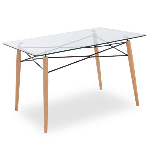 Mesa Comedor Bastoni - Natural / Transparente